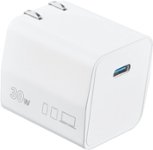 Insignia - 30W USB-C Foldable Compact Wall Charger for MacBook Air, iPad, Smartphone, and Tablet - White