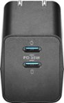 Insignia - 35W Dual Port USB-C Foldable Compact Wall Charger for MacBook Air and Most USB-C Laptops, Smartphone, and Tablet - Black