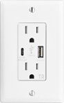 Insignia - Dual AC and USB/USB-C In-Wall Outlet - White