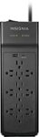 Insignia - 12-Outlet/2-USB 3,600 Joules Surge Protector Strip - Black