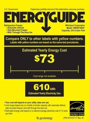 Whirlpool - 24.8 Cu. Ft. Side-by-Side Refrigerator - Monochromatic Stainless Steel - Energy_Guide