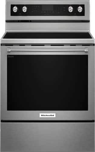 KitchenAid - 6.4 Cu. Ft. Self-Cleaning Freestanding Electric Convection Range - Stainless steel - Front_Standard