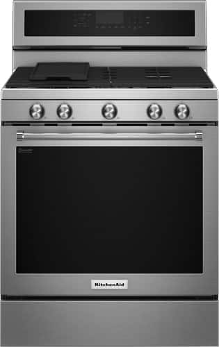 KitchenAid - 5.8 Cu. Ft. Self-Cleaning Freestanding Gas Convection Range - Stainless steel - Front_Standard
