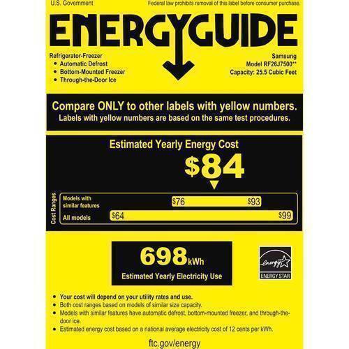 Samsung - 26 cu.ft. French Door with External Water and Ice Dispenser - White - Energy_Guide