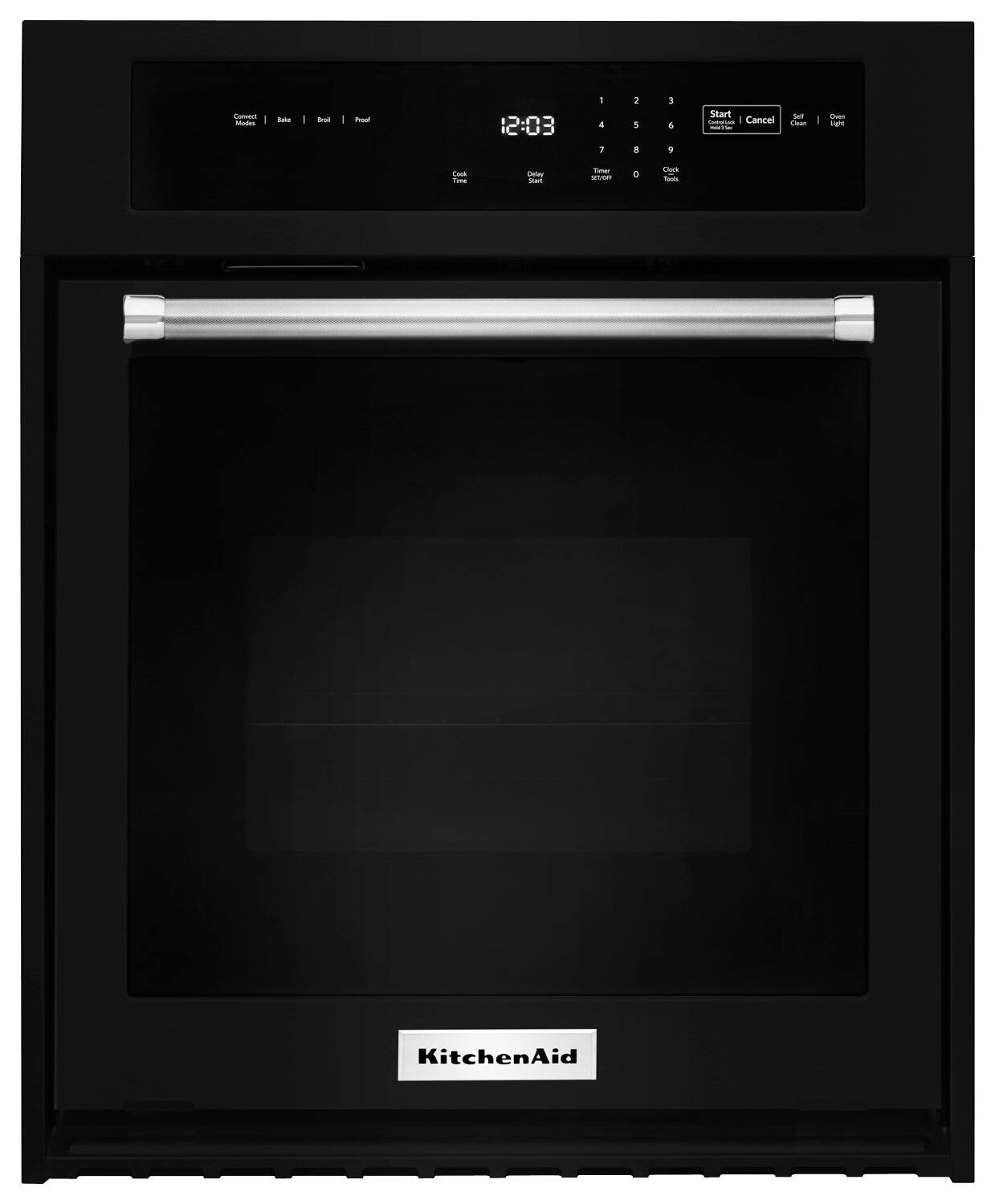 KitchenAid - 30" Built-In Single Electric Convection Wall Oven - Black - Front_Standard
