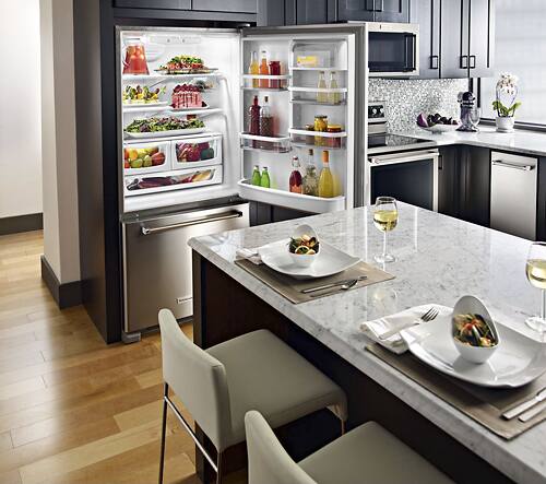 KitchenAid - 22.1 Cu. Ft. Bottom-Freezer Refrigerator - Stainless steel - Alt_View_Standard_14