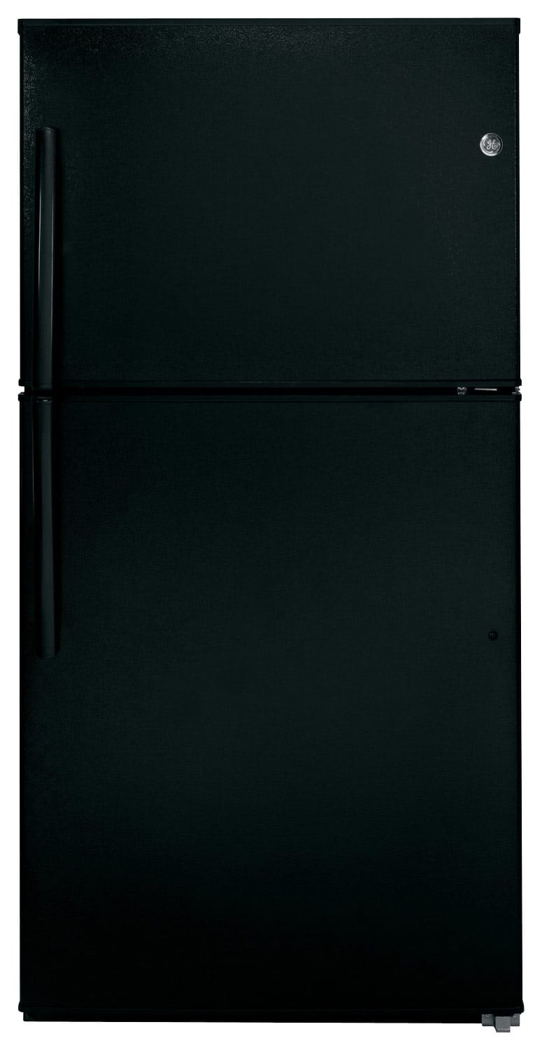 GE - 21.2 Cu. Ft. Top-Freezer Refrigerator - Black - Front_Standard
