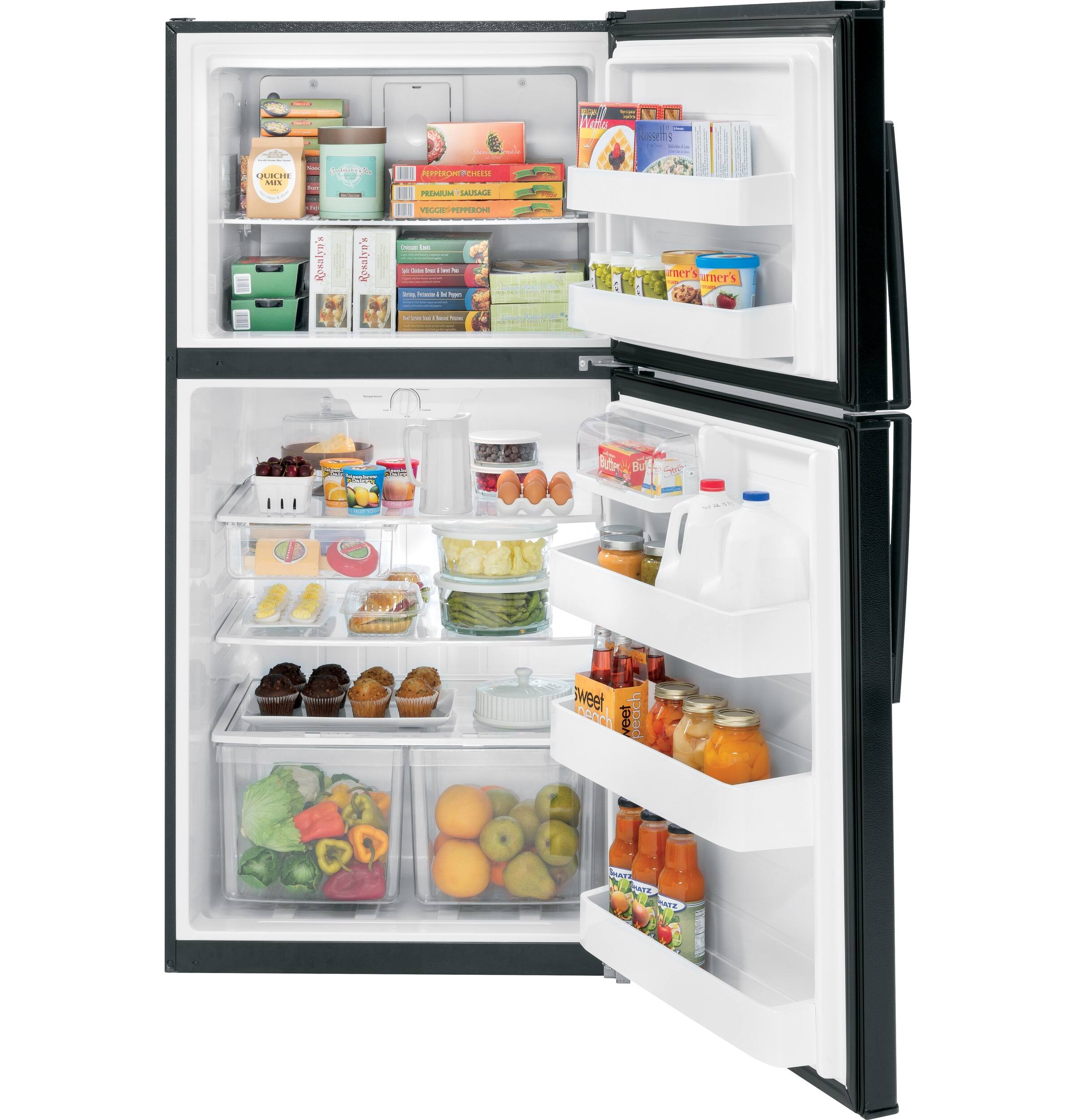 GE - 21.2 Cu. Ft. Top-Freezer Refrigerator - Black - Alt_View_Standard_11