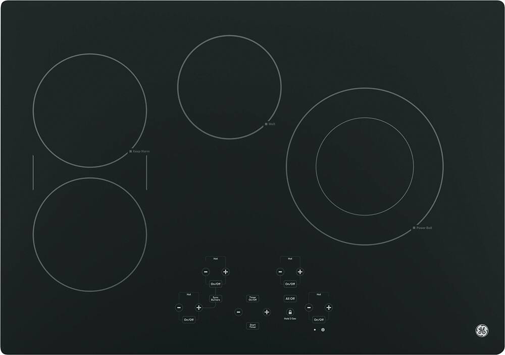GE - 30" Built-In Electric Cooktop - Black on Black - Front_Zoom