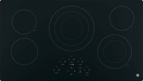 GE - 36" Built-In Electric Cooktop - Black on Black - Front_Standard