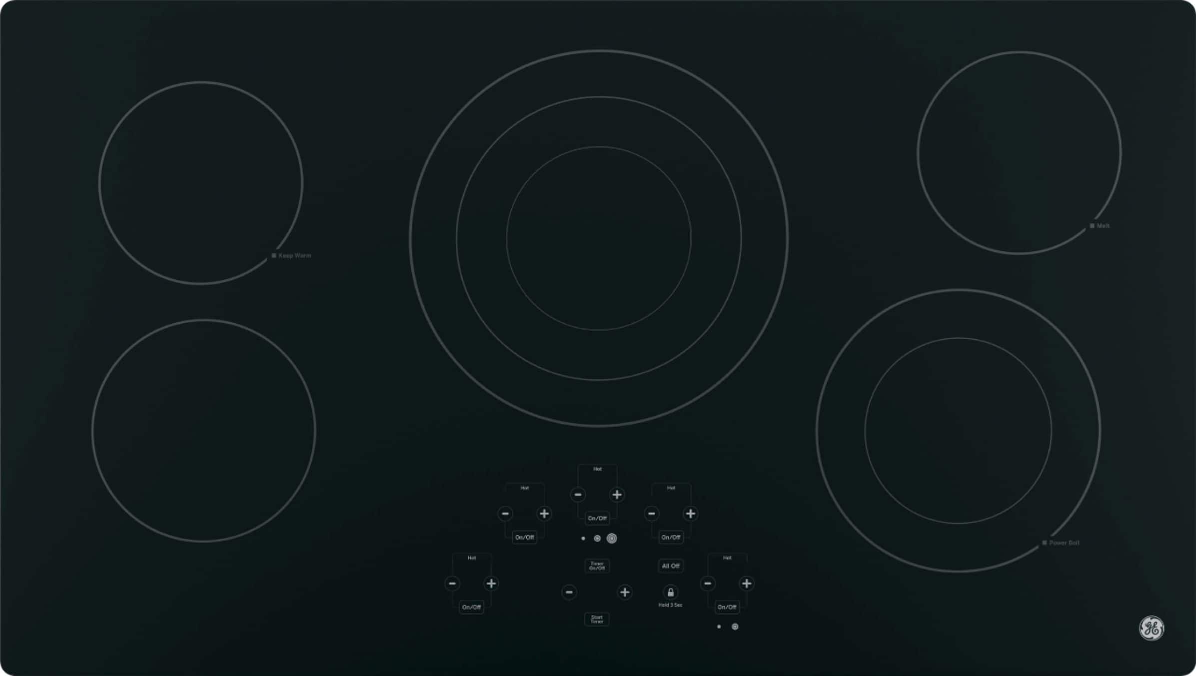 GE - 36" Built-In Electric Cooktop - Black on Black - Front_Zoom