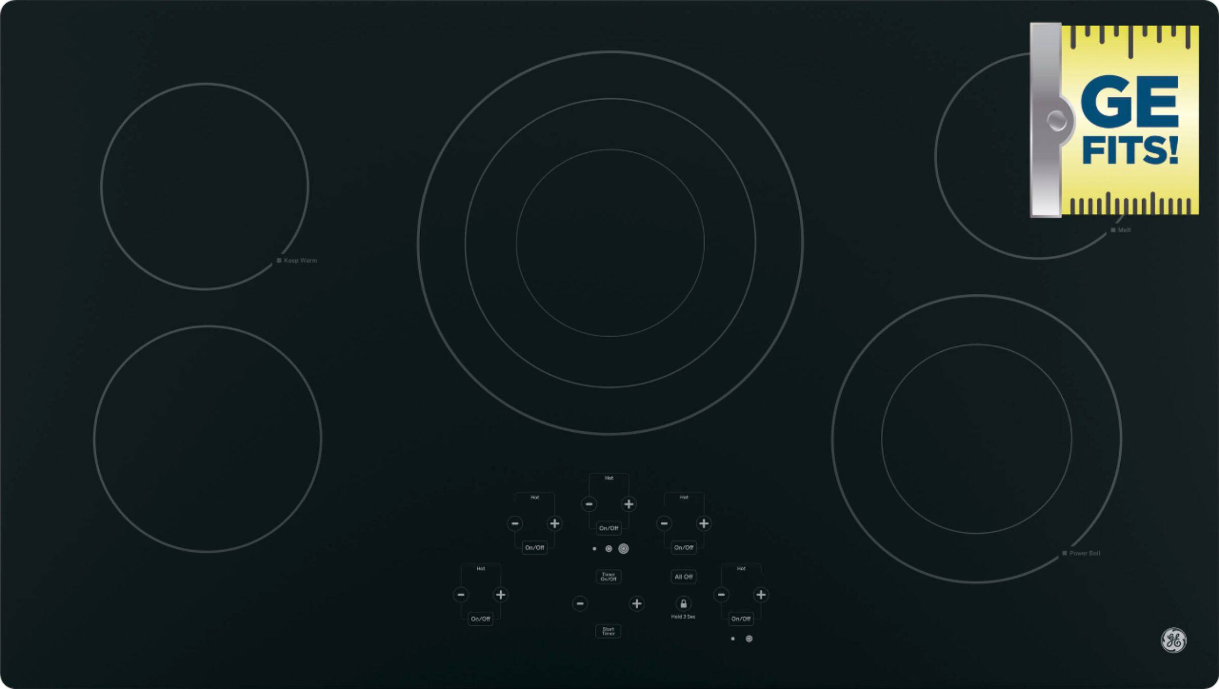 GE - 36" Built-In Electric Cooktop - Black on Black - Alt_View_Standard_11