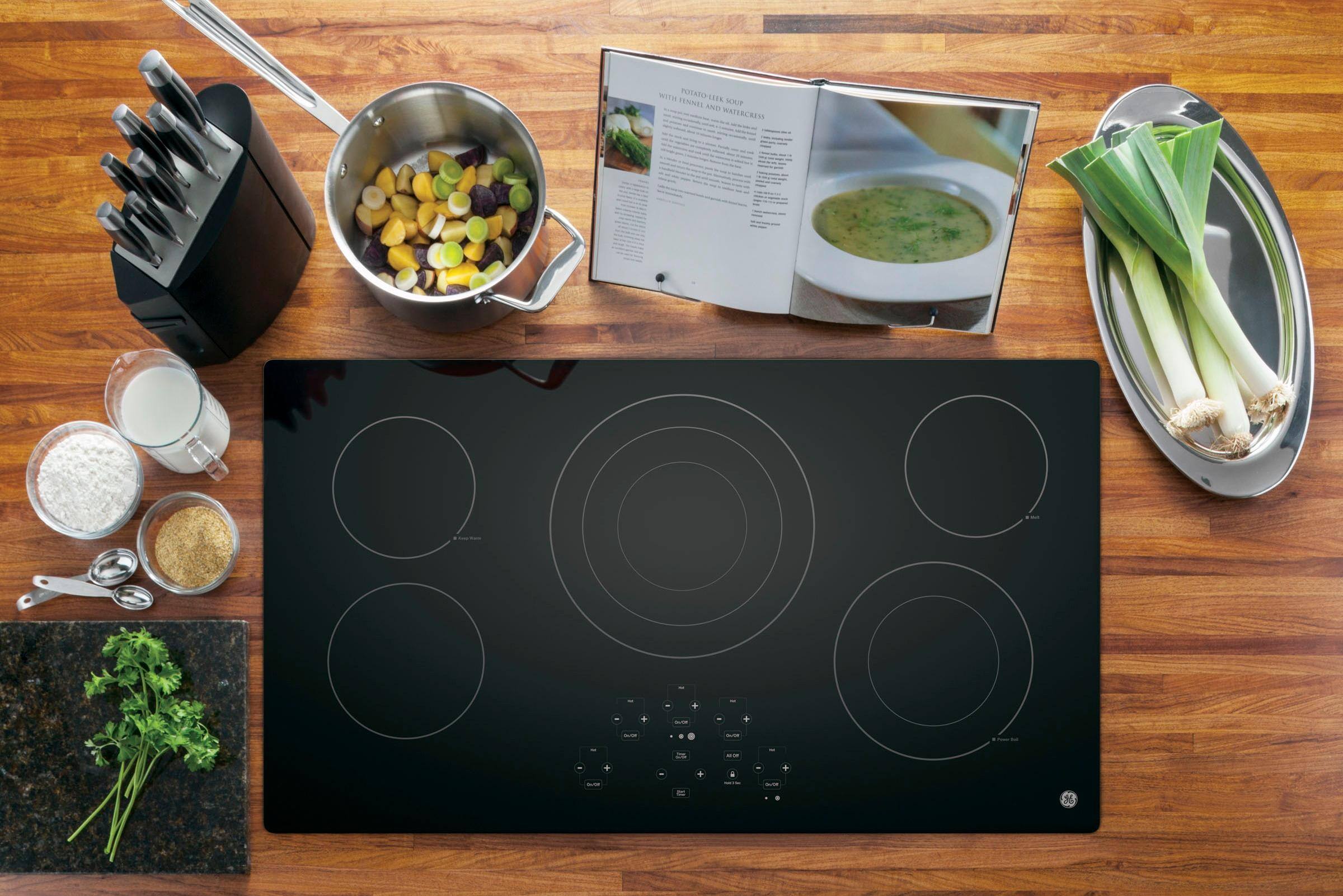 GE - 36" Built-In Electric Cooktop - Black on Black - Alt_View_Standard_12