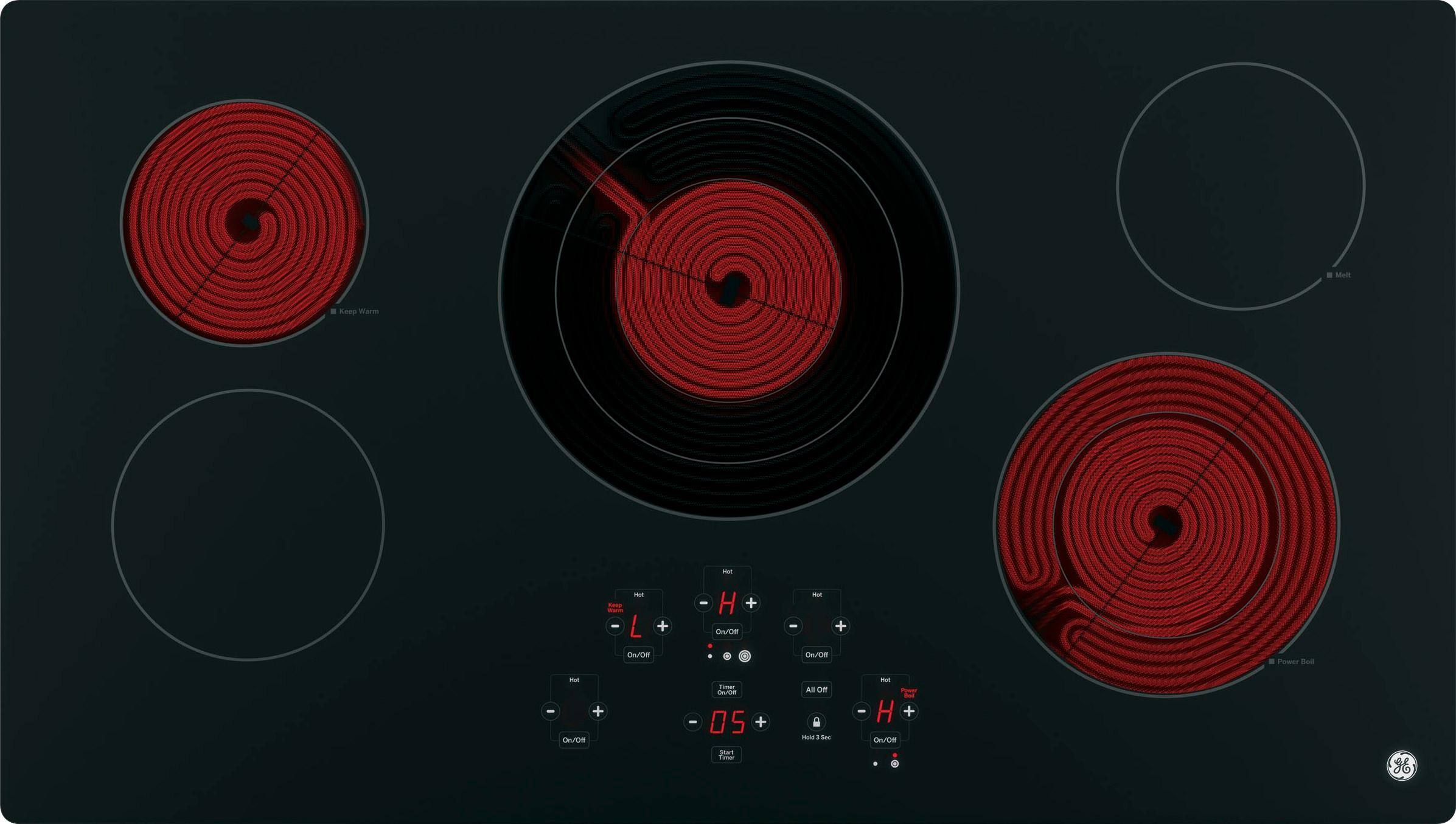 GE - 36" Built-In Electric Cooktop - Black on Black - Alt_View_Standard_13
