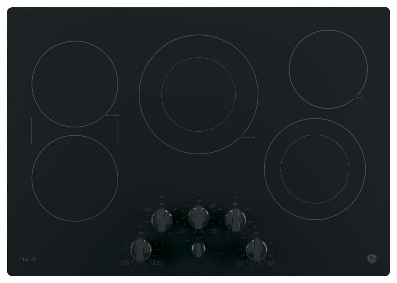 GE - Profile Series 30" Built-In Electric Cooktop - Black on Black - Front_Standard