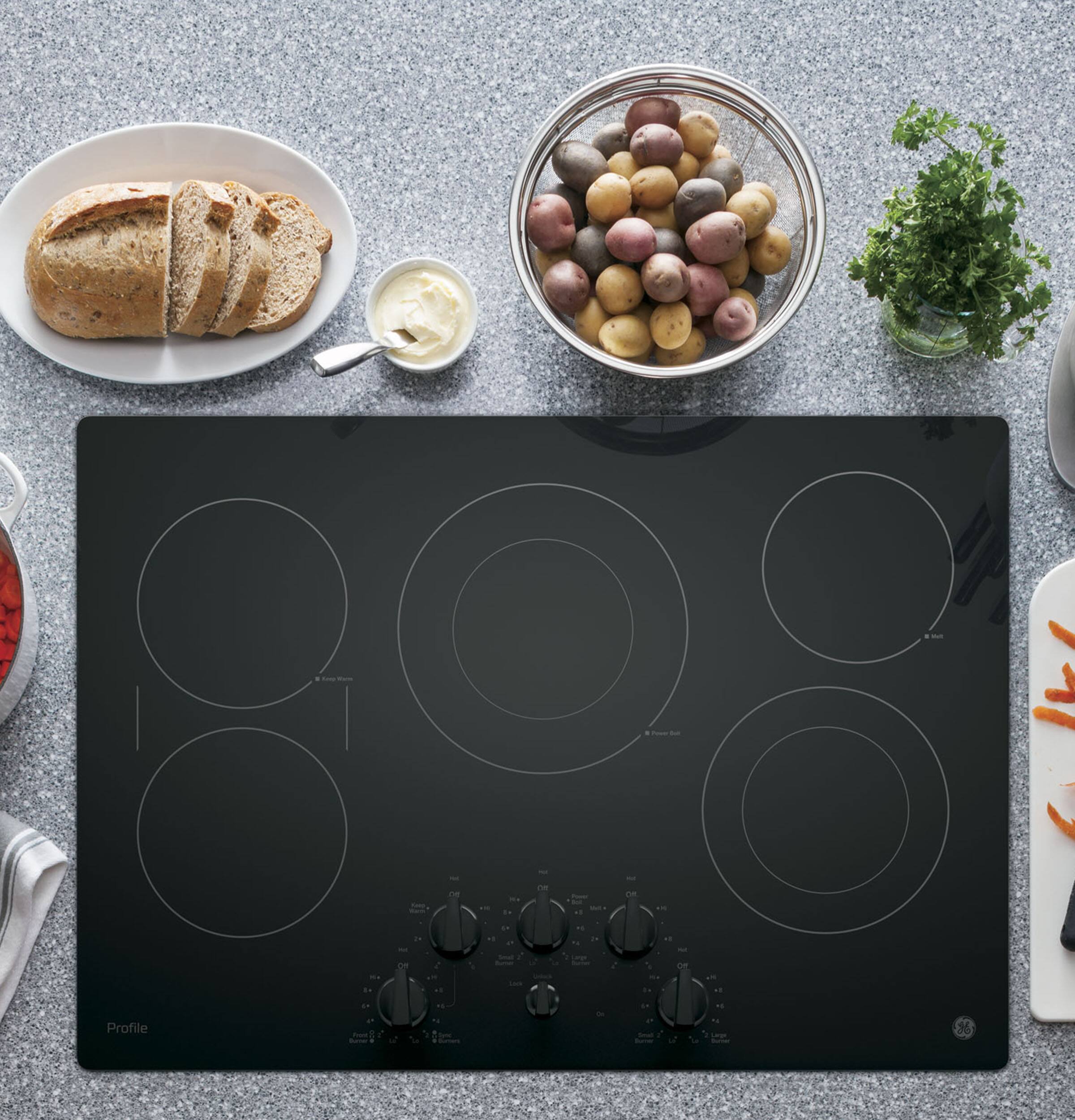 GE - Profile Series 30" Built-In Electric Cooktop - Black on Black - Alt_View_Standard_11