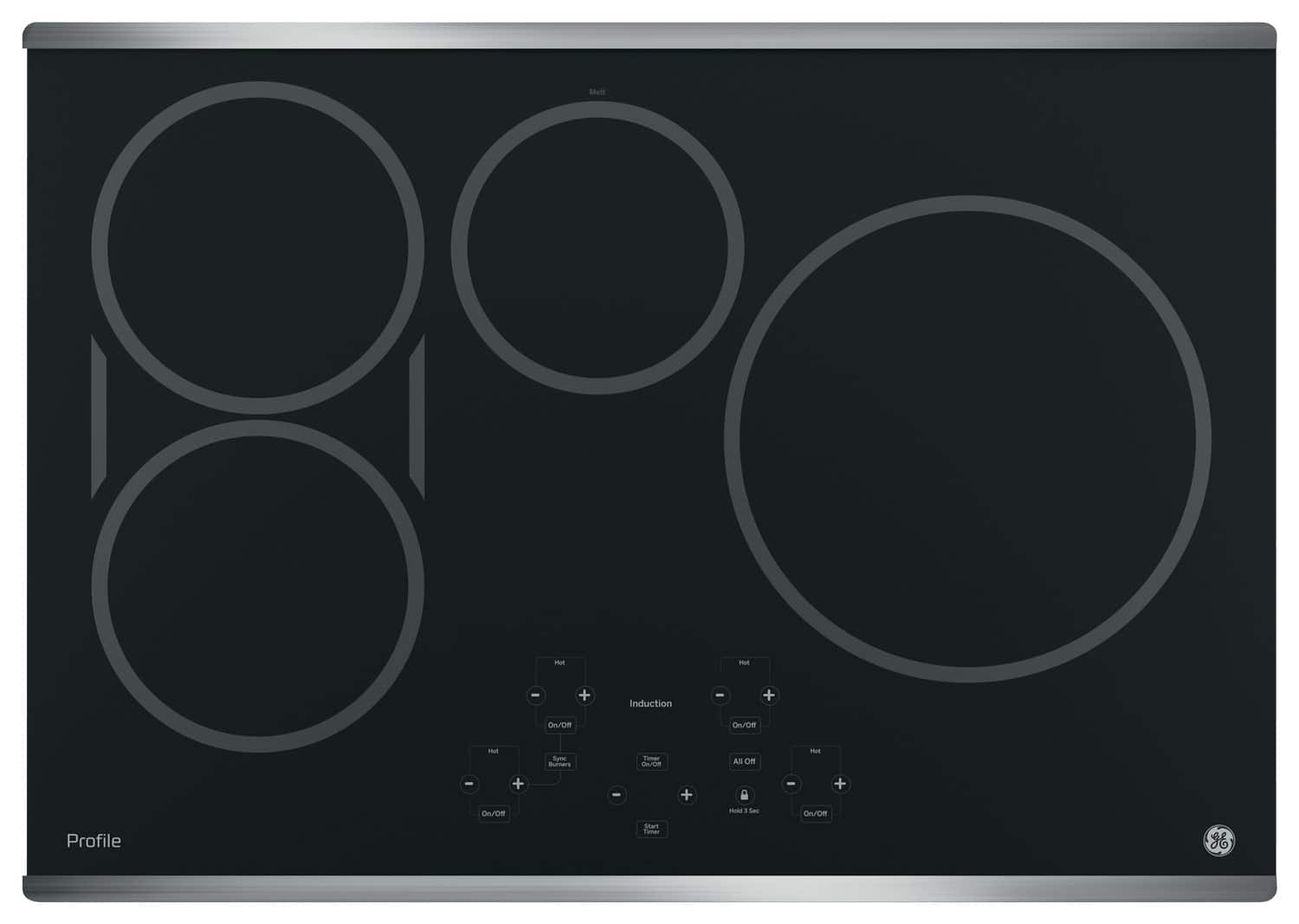 GE Profile Series 30" BuiltIn Electric Induction Cooktop Stainless SteelonBlack at