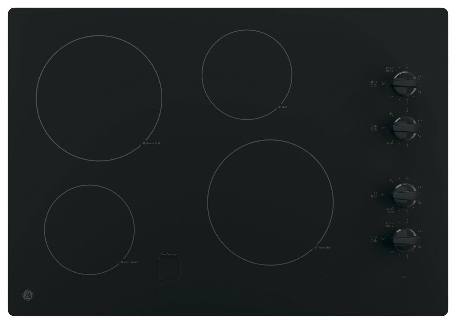 GE - 30" Built-In Electric Cooktop - Black on Black - Front_Standard