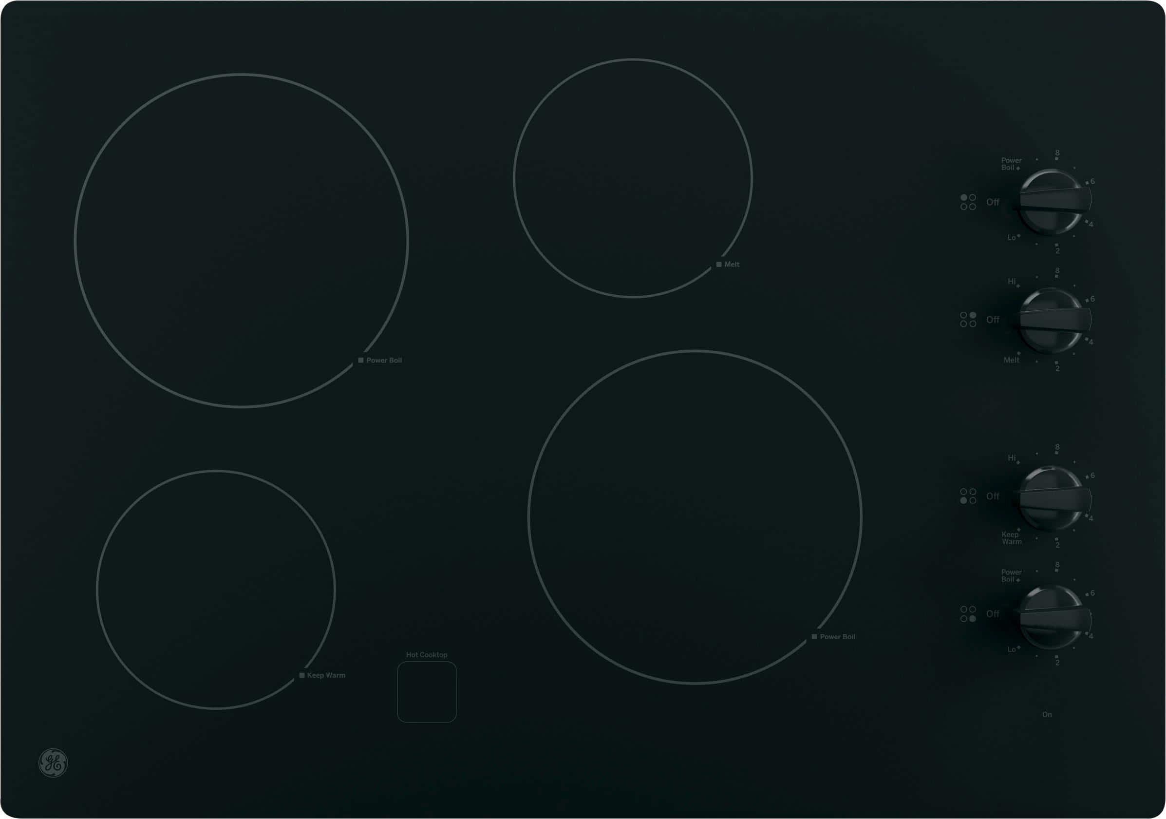 GE - 30" Built-In Electric Cooktop - Black on Black - Front_Zoom