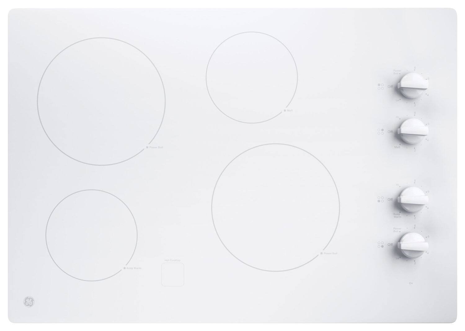 GE - 30" Built-In Electric Cooktop - White on White - Front_Standard