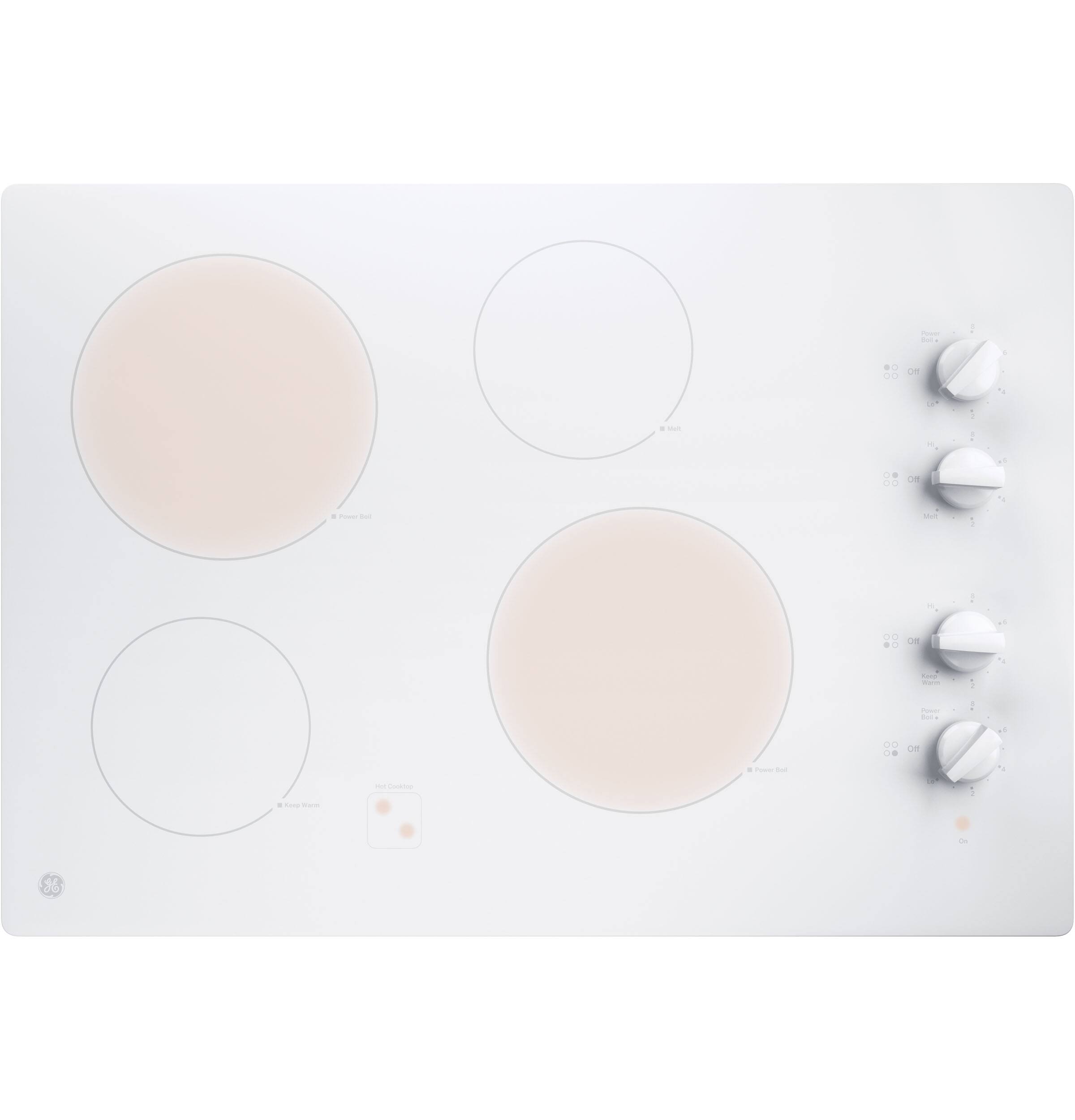 GE - 30" Built-In Electric Cooktop - White on White - Alt_View_Standard_12
