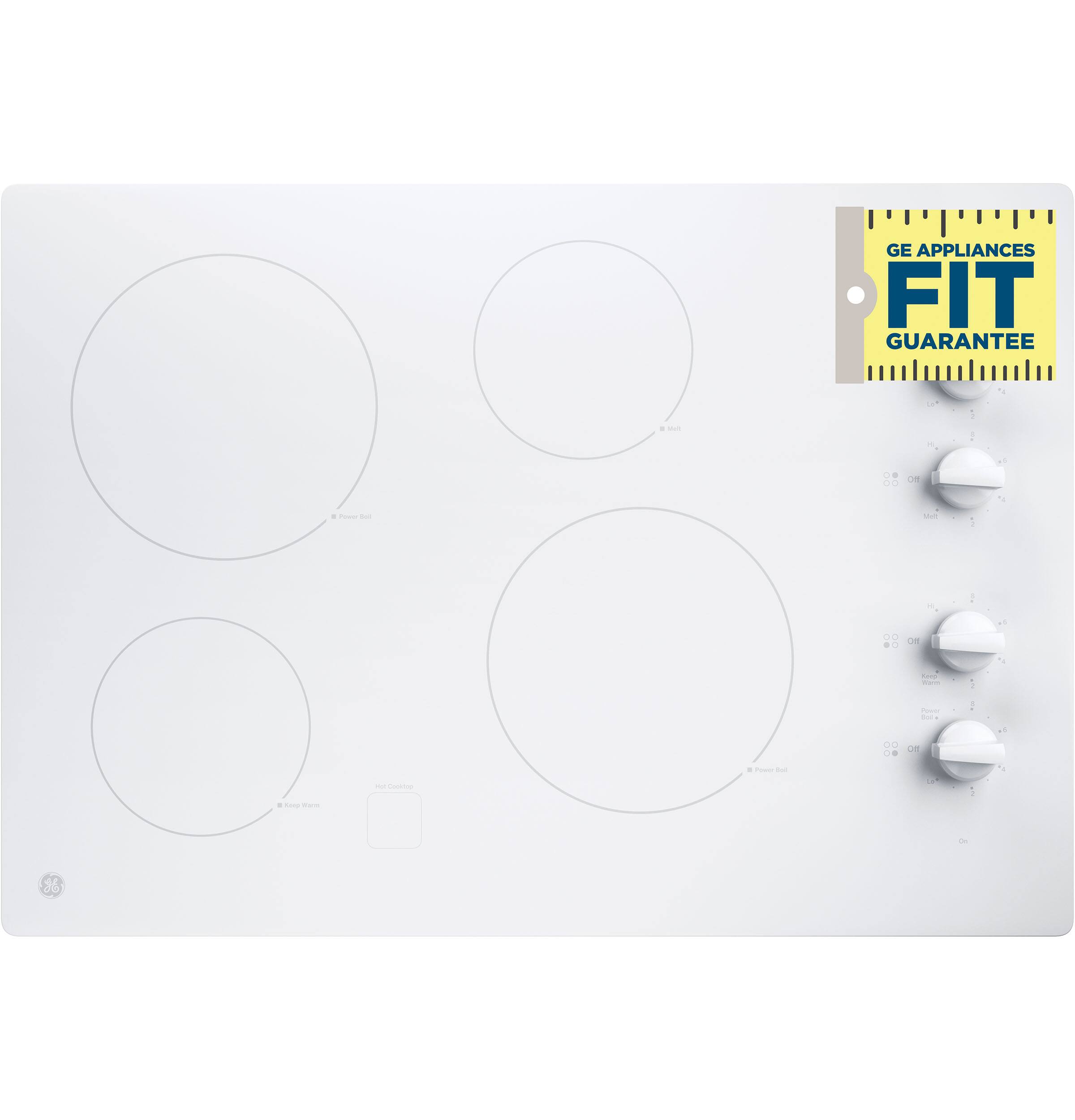 GE - 30" Built-In Electric Cooktop - White on White - Alt_View_Standard_13