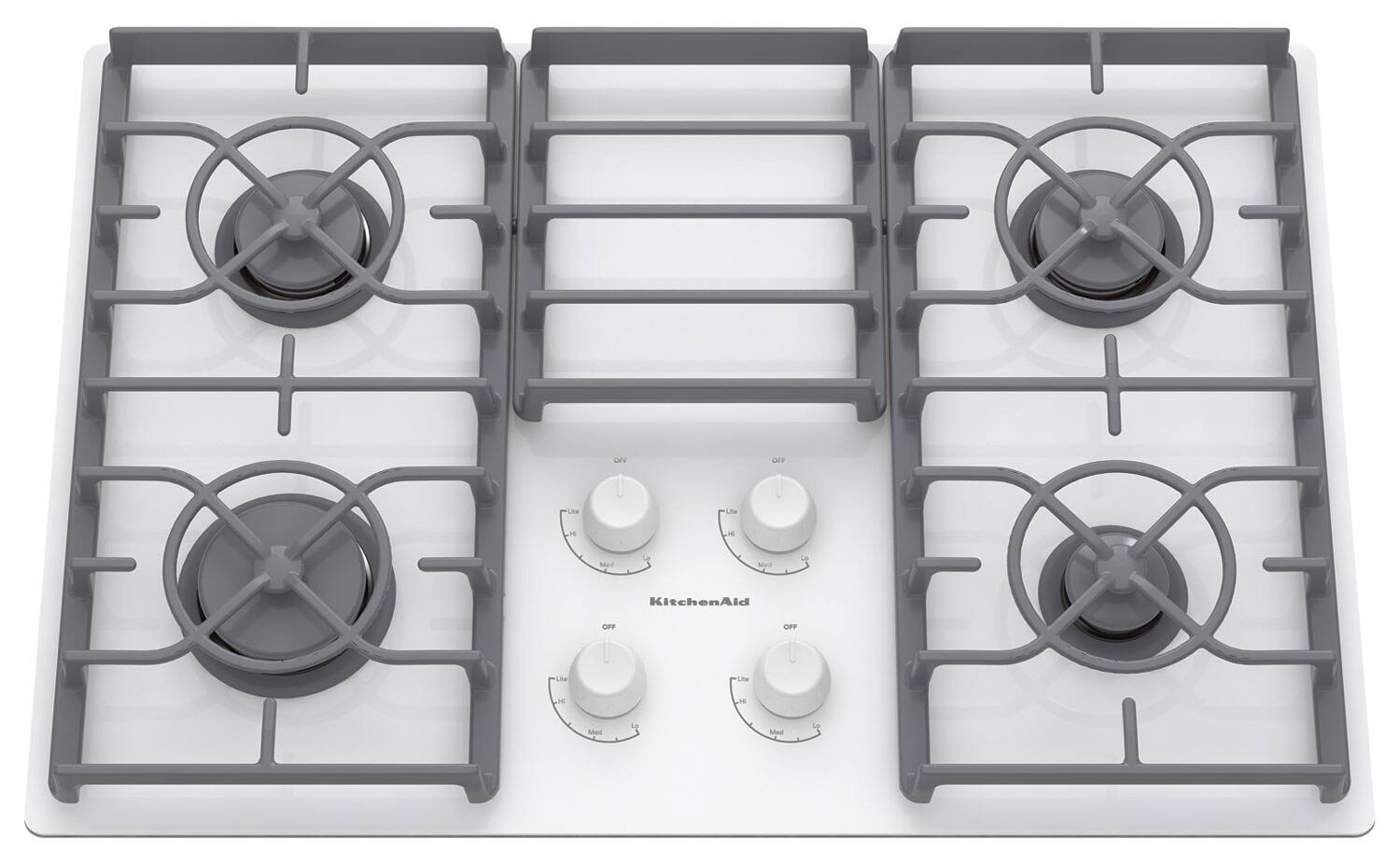 KitchenAid - 30" Built-In Gas Cooktop - White - Front_Standard
