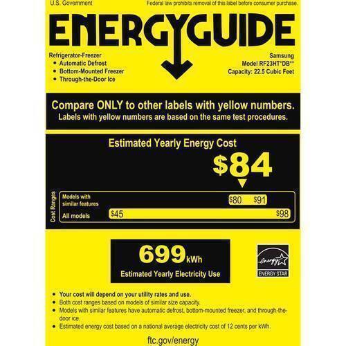 Samsung - 23 Cu. Ft. Counter Depth 3-Door Refrigerator with Food ShowCase - Stainless steel - Energy_Guide