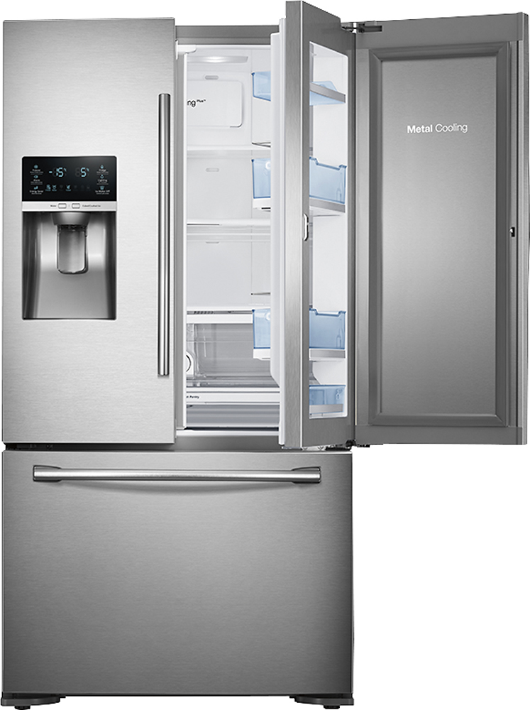 Samsung - 23 Cu. Ft. Counter Depth 3-Door Refrigerator with Food ShowCase - Stainless steel at 