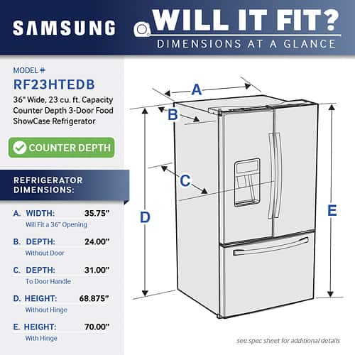 Samsung - 23 Cu. Ft. Counter Depth 3-Door Refrigerator with Food ShowCase - Stainless steel - Alt_View_Standard_20