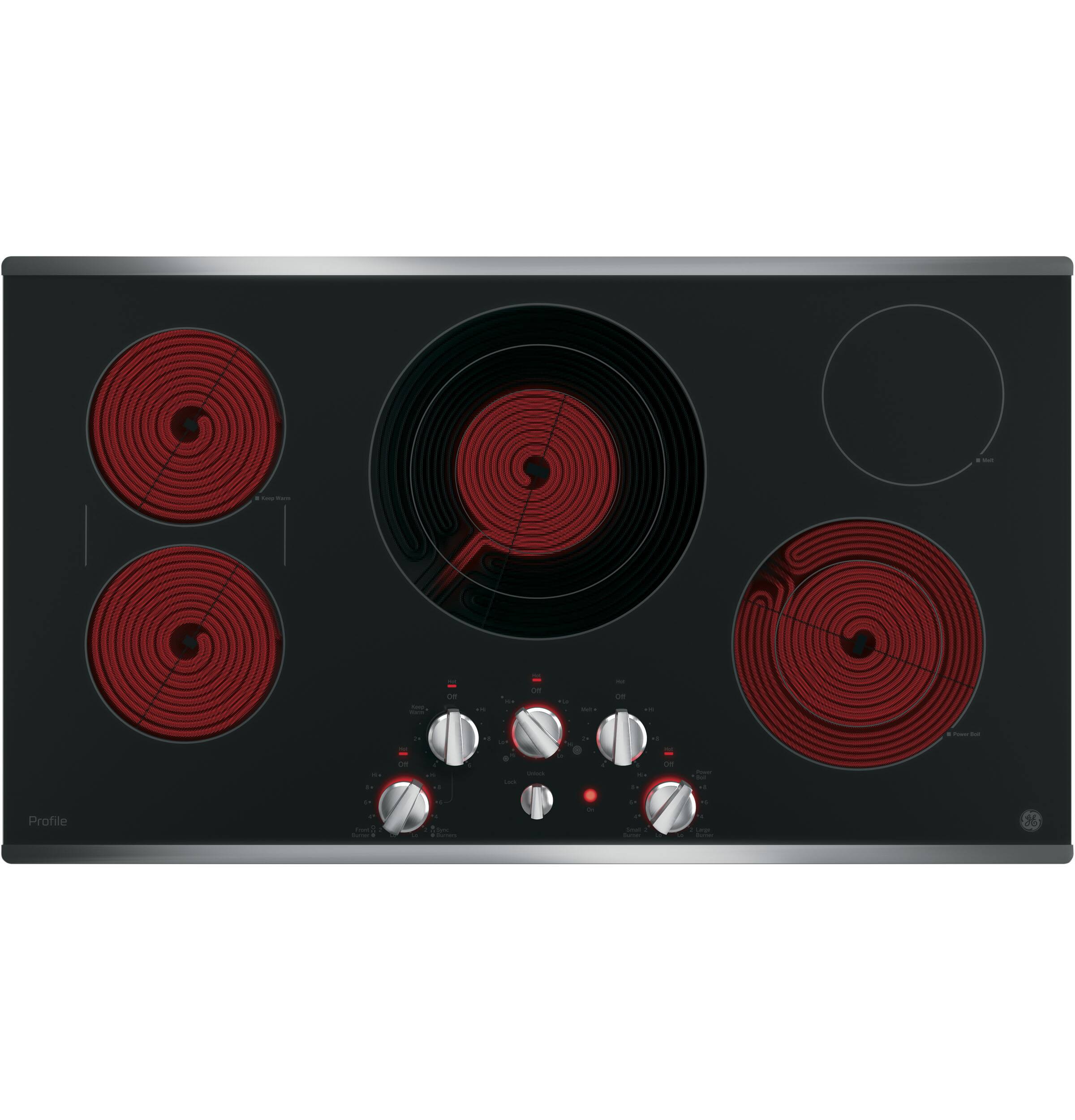 GE - Profile Series 36" Built-In Electric Cooktop - Stainless Steel-on-Black - Alt_View_Standard_12