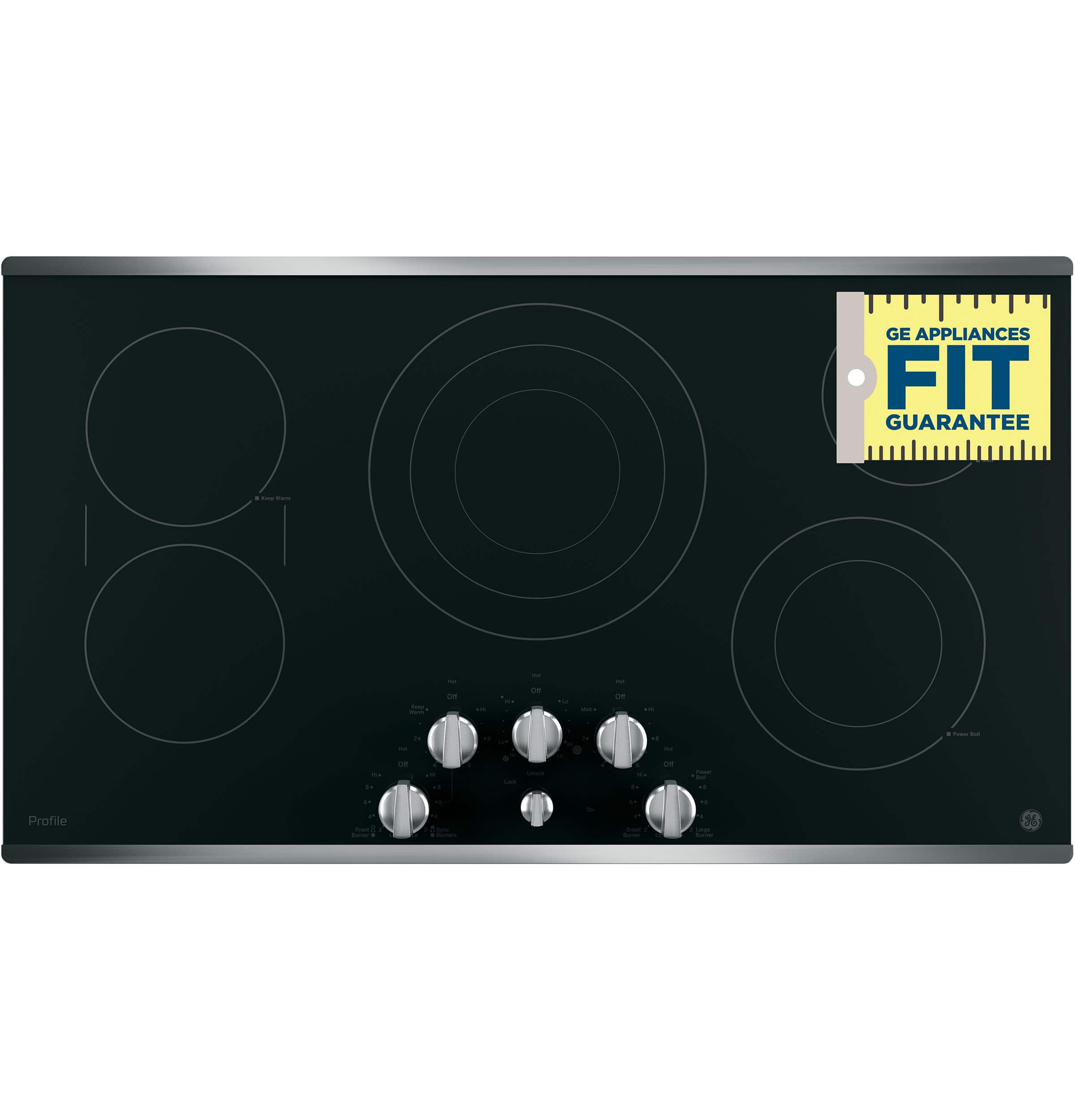 GE - Profile Series 36" Built-In Electric Cooktop - Stainless Steel-on-Black - Alt_View_Standard_19