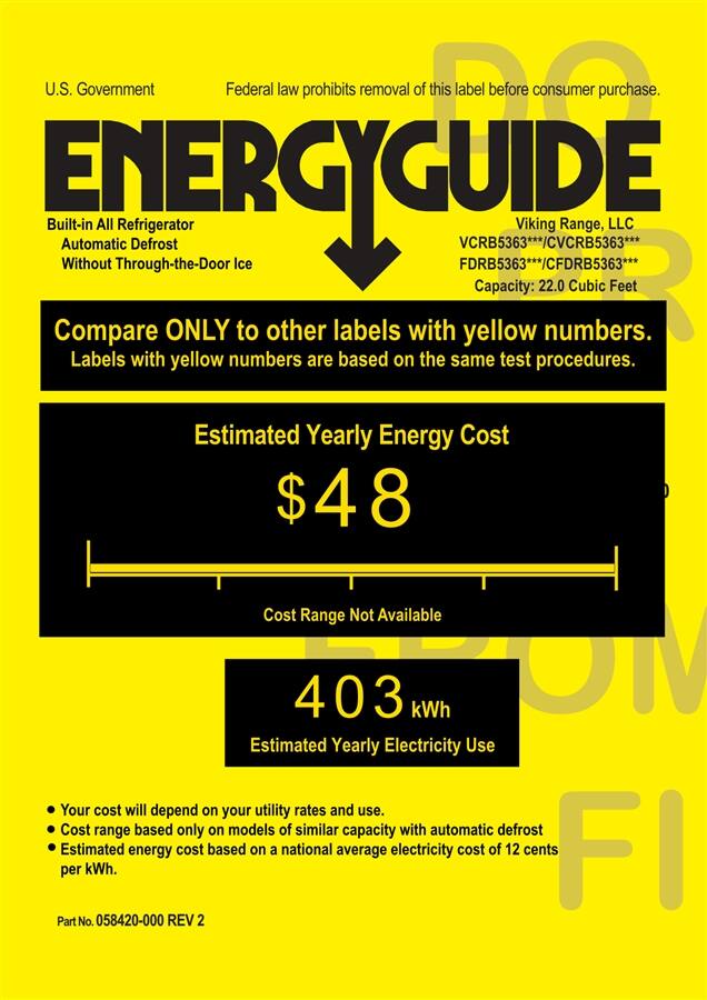 Viking - Professional 5 Series Quiet Cool 22 Cu. Ft. Refrigerator - Energy_Guide
