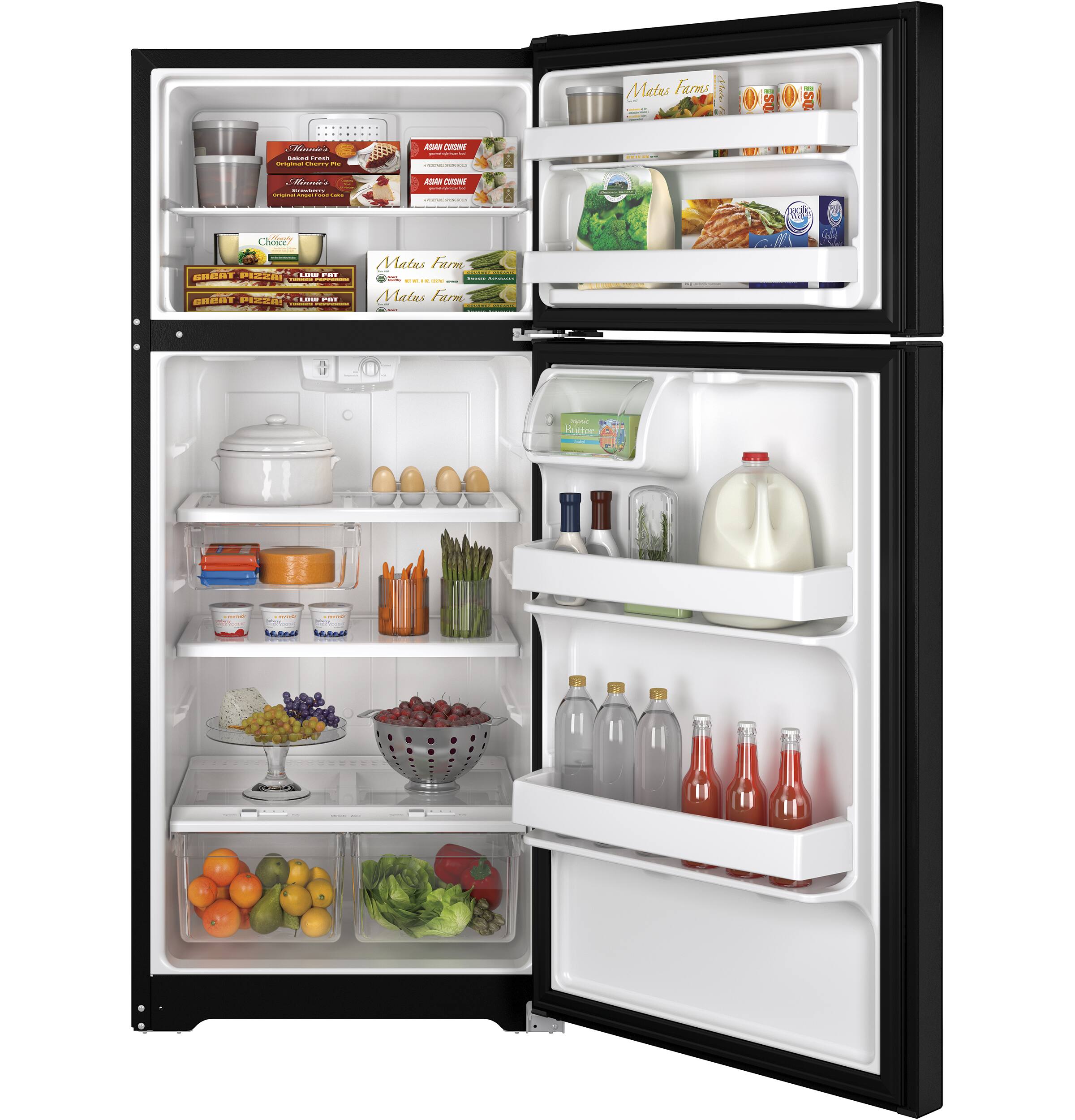 GE - 15.6 Cu. Ft. Frost-Free Top-Freezer Refrigerator - Black - Alt_View_Standard_11