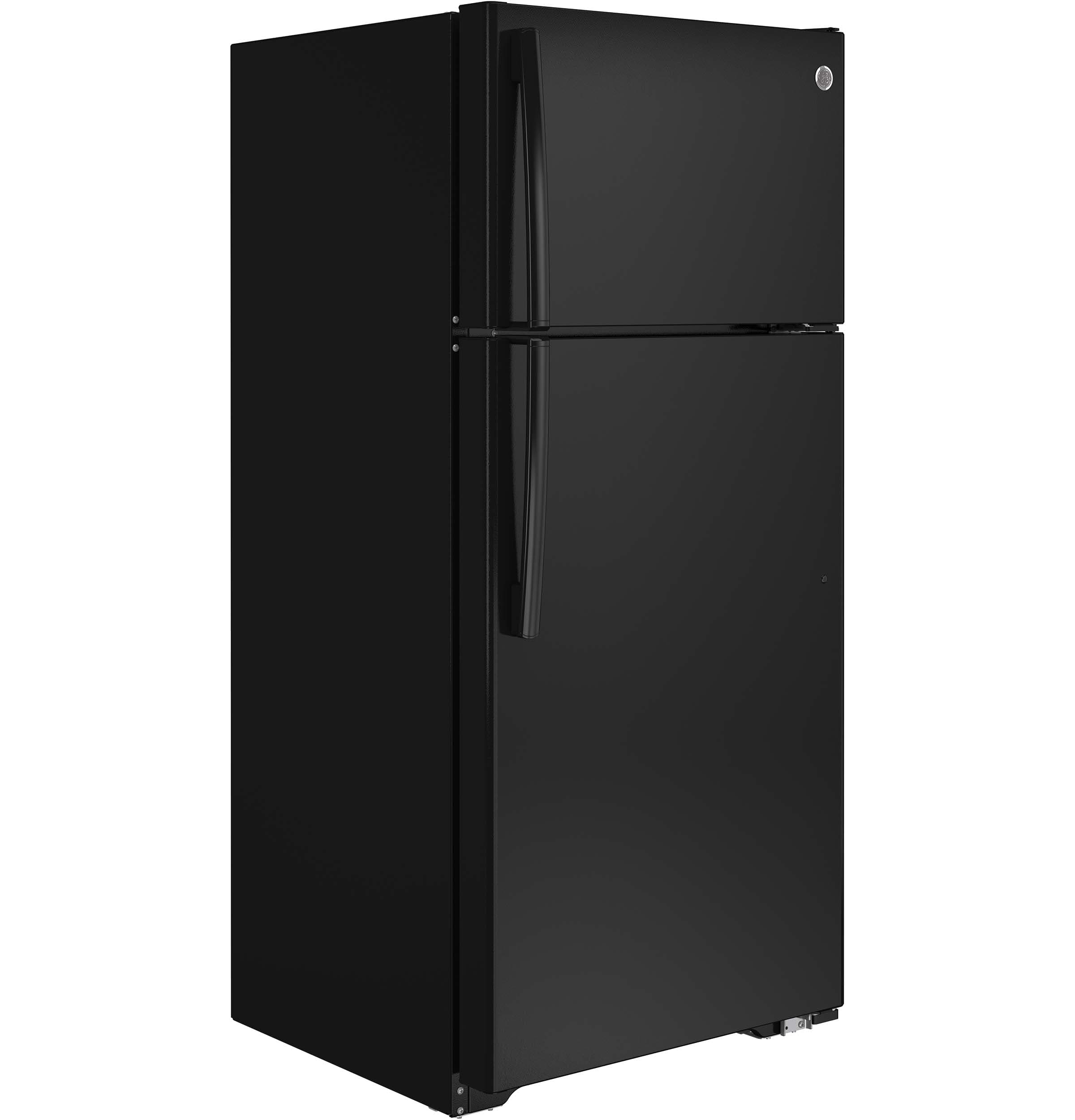 GE - 15.6 Cu. Ft. Frost-Free Top-Freezer Refrigerator - Black - Alt_View_Standard_12