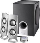 Insignia - Powered Computer Speakers with Subwoofer (3-Piece) - Black/Silver/Gray