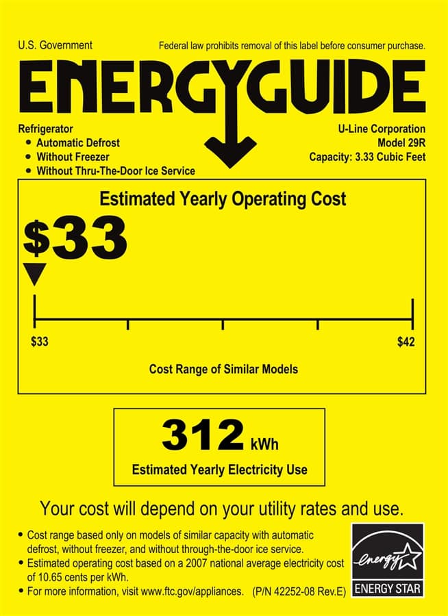 U-Line - ADA Series 3.3 Cu. Ft. Compact Refrigerator - Black - Energy_Guide