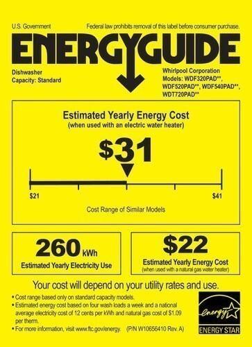 Whirlpool - 24" Front Control Tall Tub Built-In Dishwasher - Black - Energy_Guide