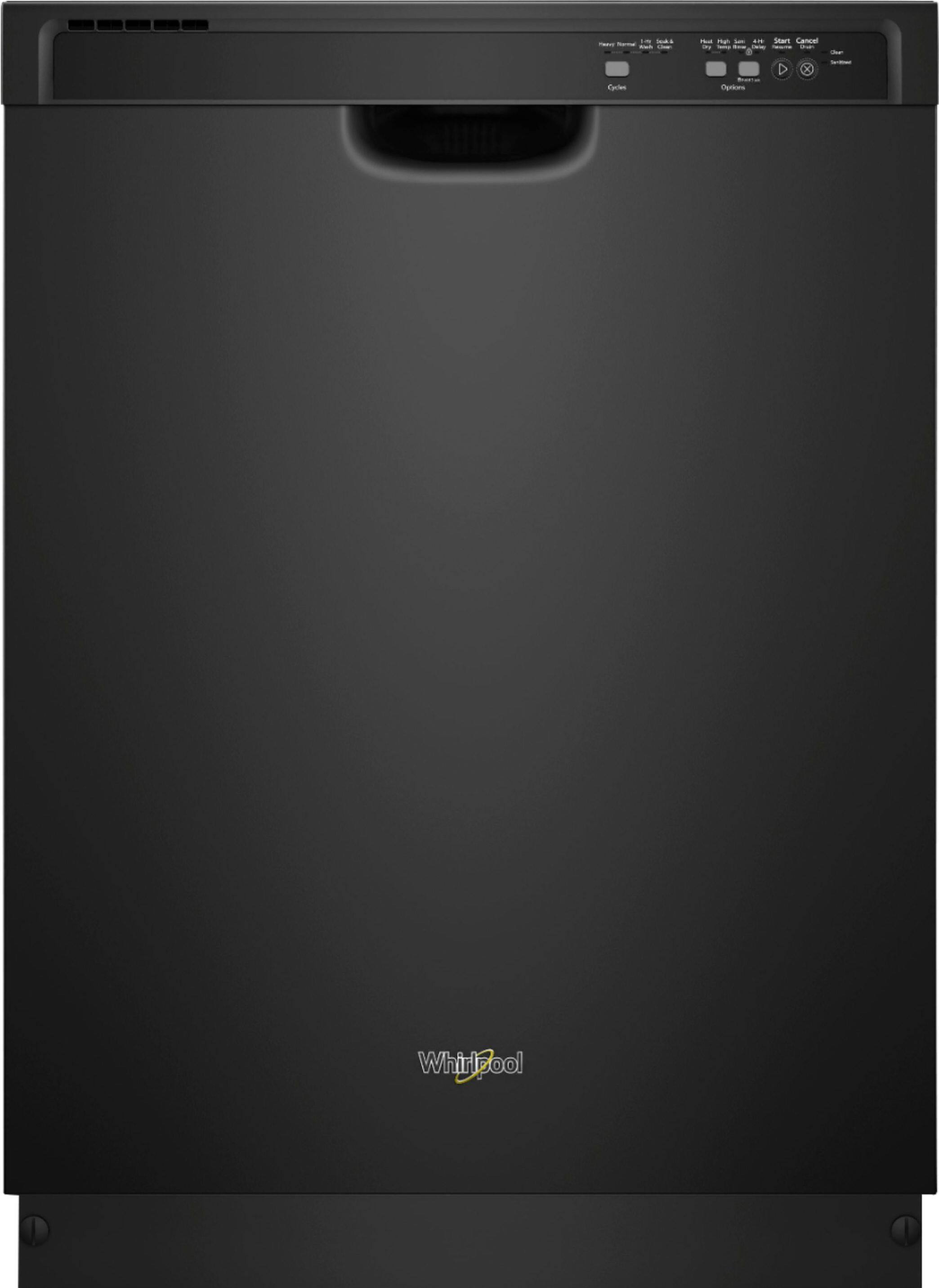 Whirlpool - 24" Front Control Tall Tub Built-In Dishwasher - Black - Front_Zoom