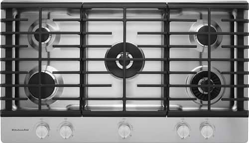 KitchenAid - 36" Built-In Gas Cooktop - Stainless steel - Front_Standard