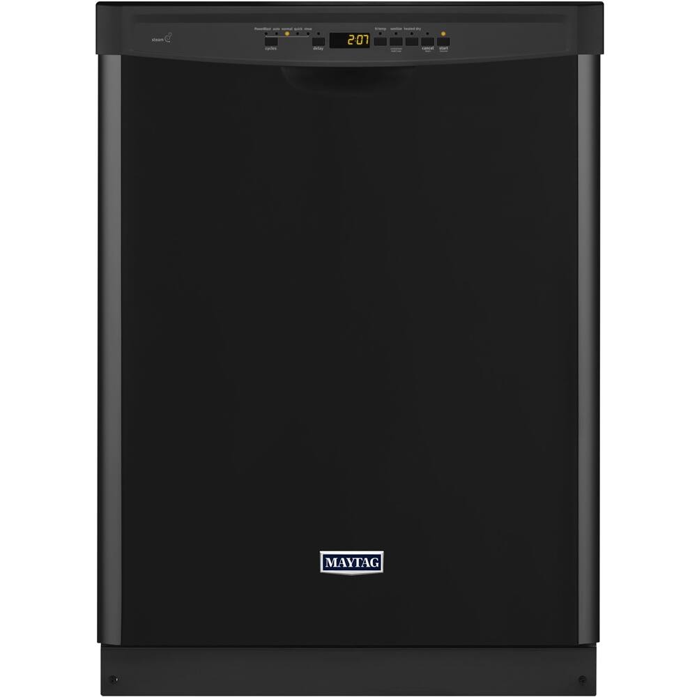 Maytag - 24" Front Control Tall Tub Built-In Dishwasher with Stainless Steel Tub - Black - Front_Zoom