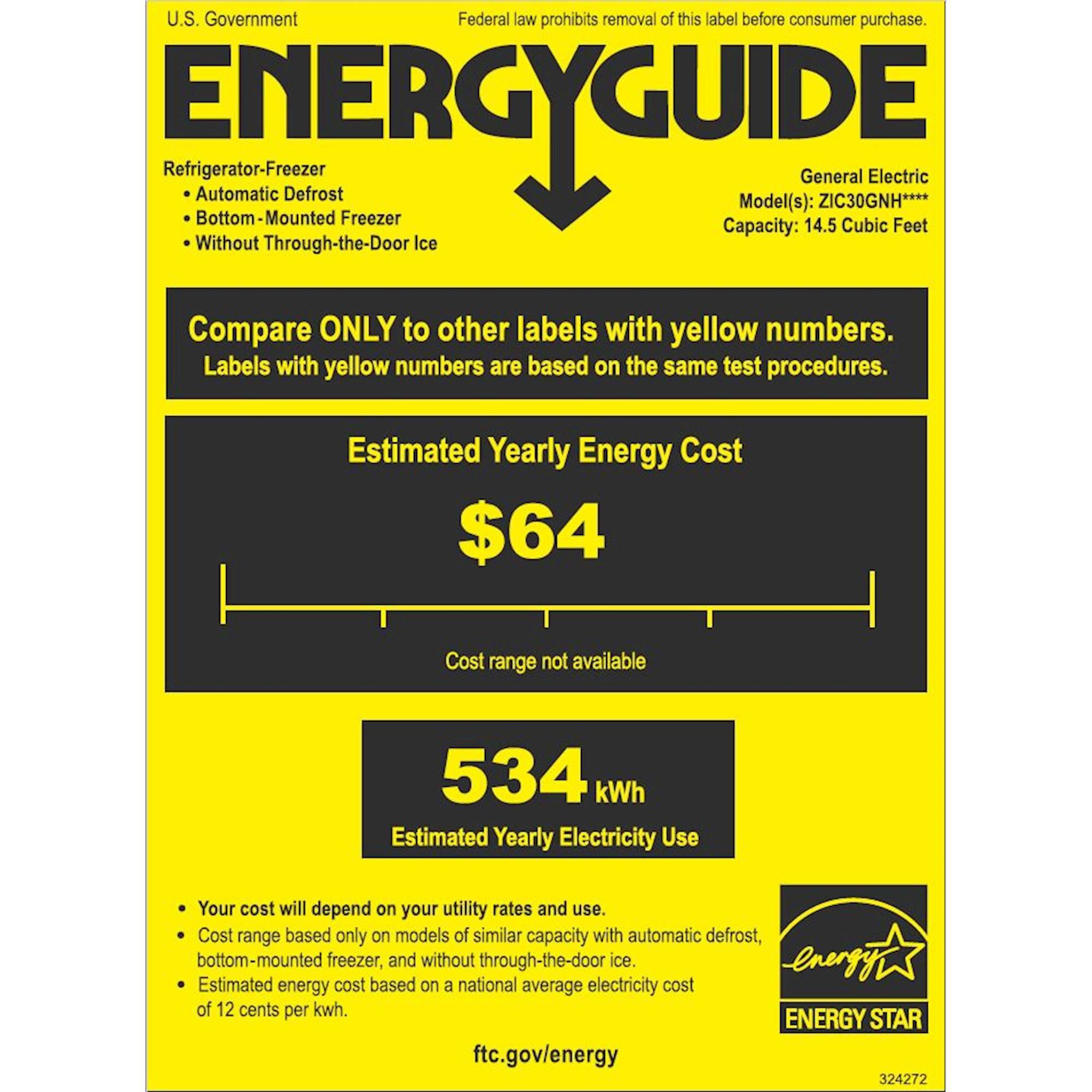 Monogram - 14.1 Cu. Ft. Bottom-Freezer Built-In Refrigerator - Energy_Guide