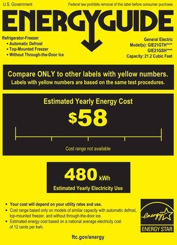 GE - 21.2 Cu. Ft. Top-Freezer Refrigerator - Stainless steel - Energy_Guide
