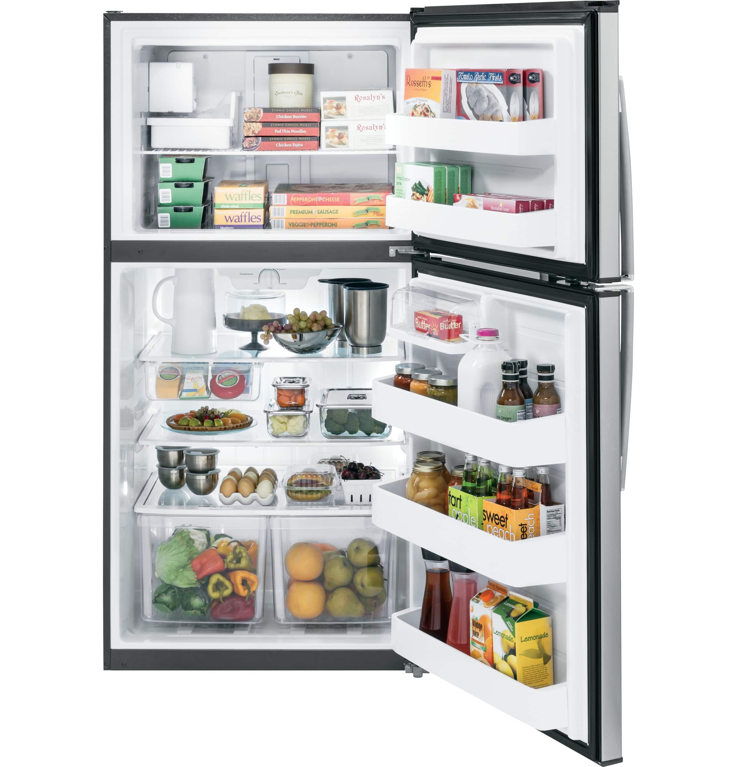 GE - 21.2 Cu. Ft. Top-Freezer Refrigerator - Stainless steel - Alt_View_Standard_11
