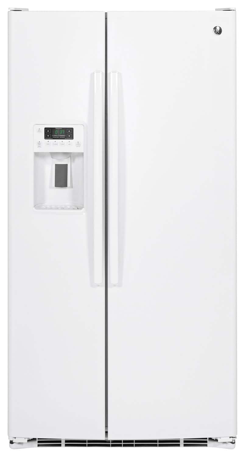 GE - 25.4 Cu. Ft. Side-by-Side Refrigerator - White - Front_Standard