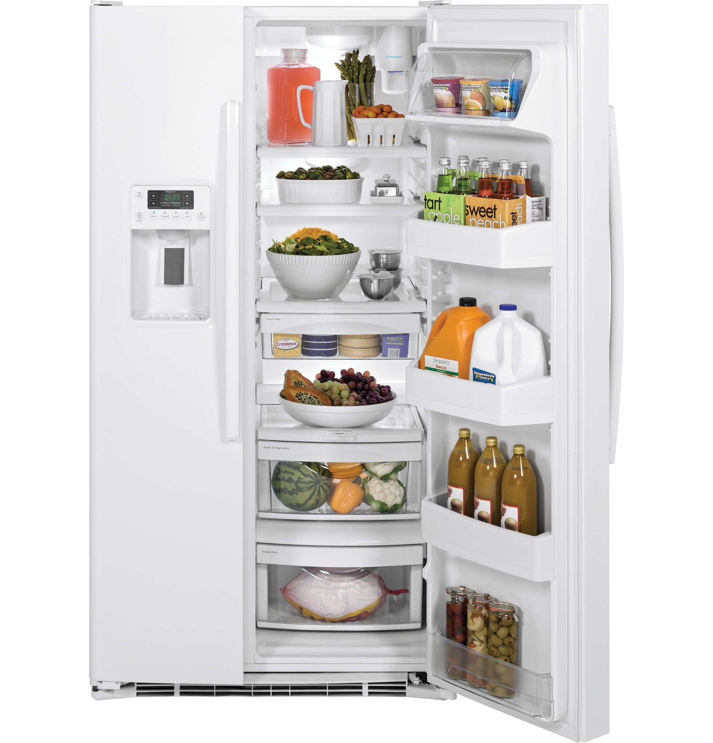GE - 25.4 Cu. Ft. Side-by-Side Refrigerator - White - Alt_View_Standard_11