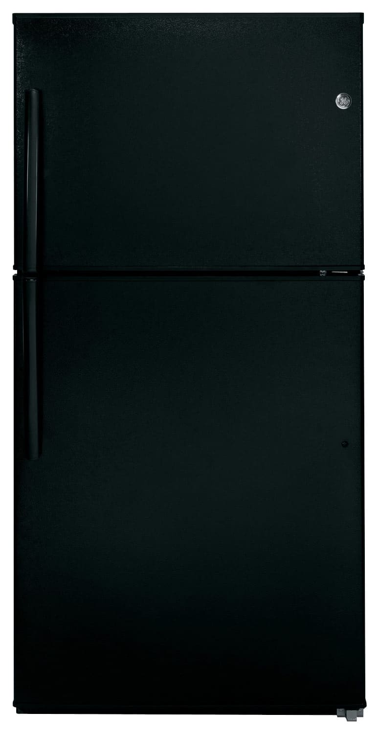 GE - 21.2 Cu. Ft. Top-Freezer Refrigerator - Black - Front_Standard