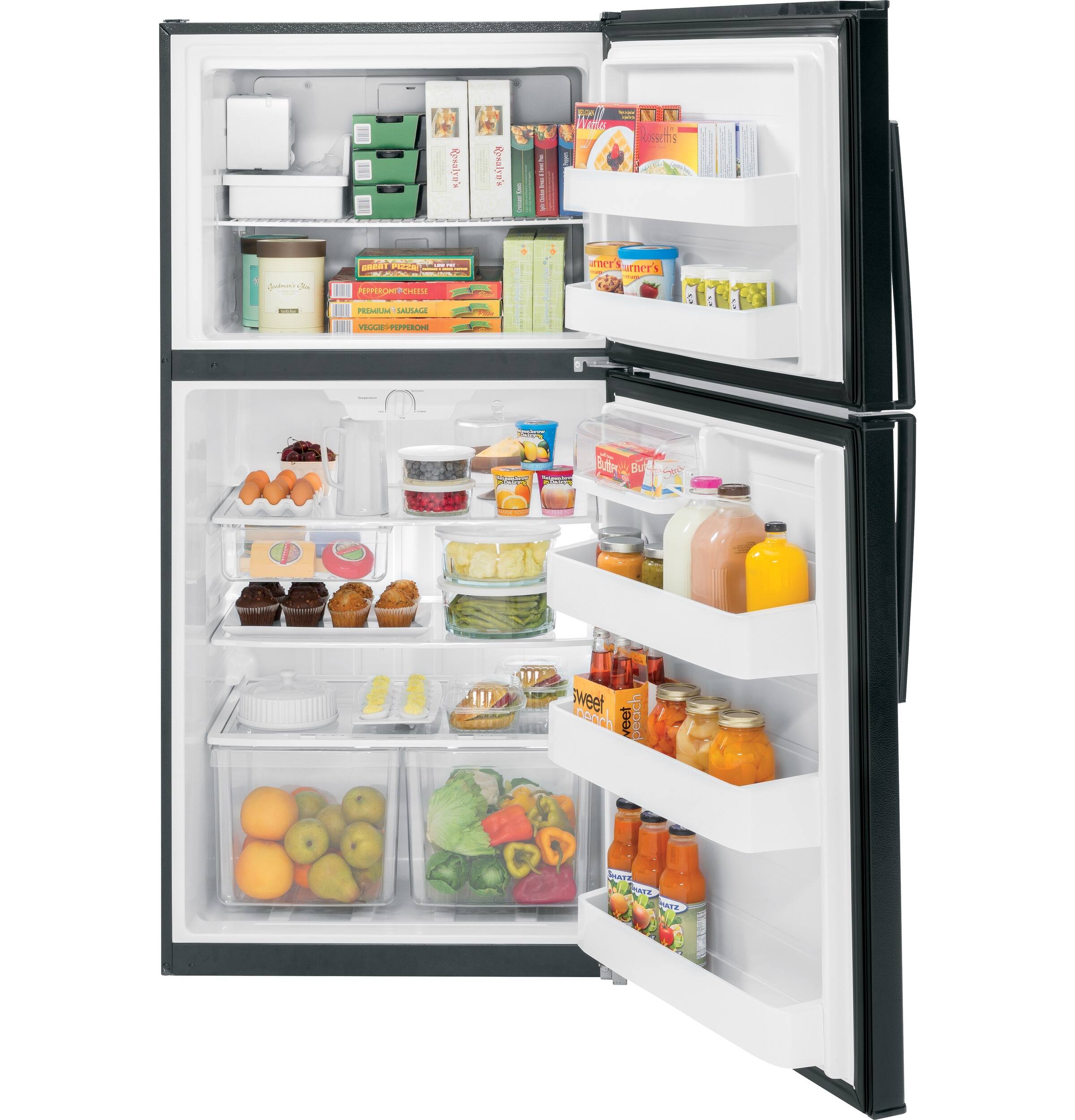 GE - 21.2 Cu. Ft. Top-Freezer Refrigerator - Black - Alt_View_Standard_11