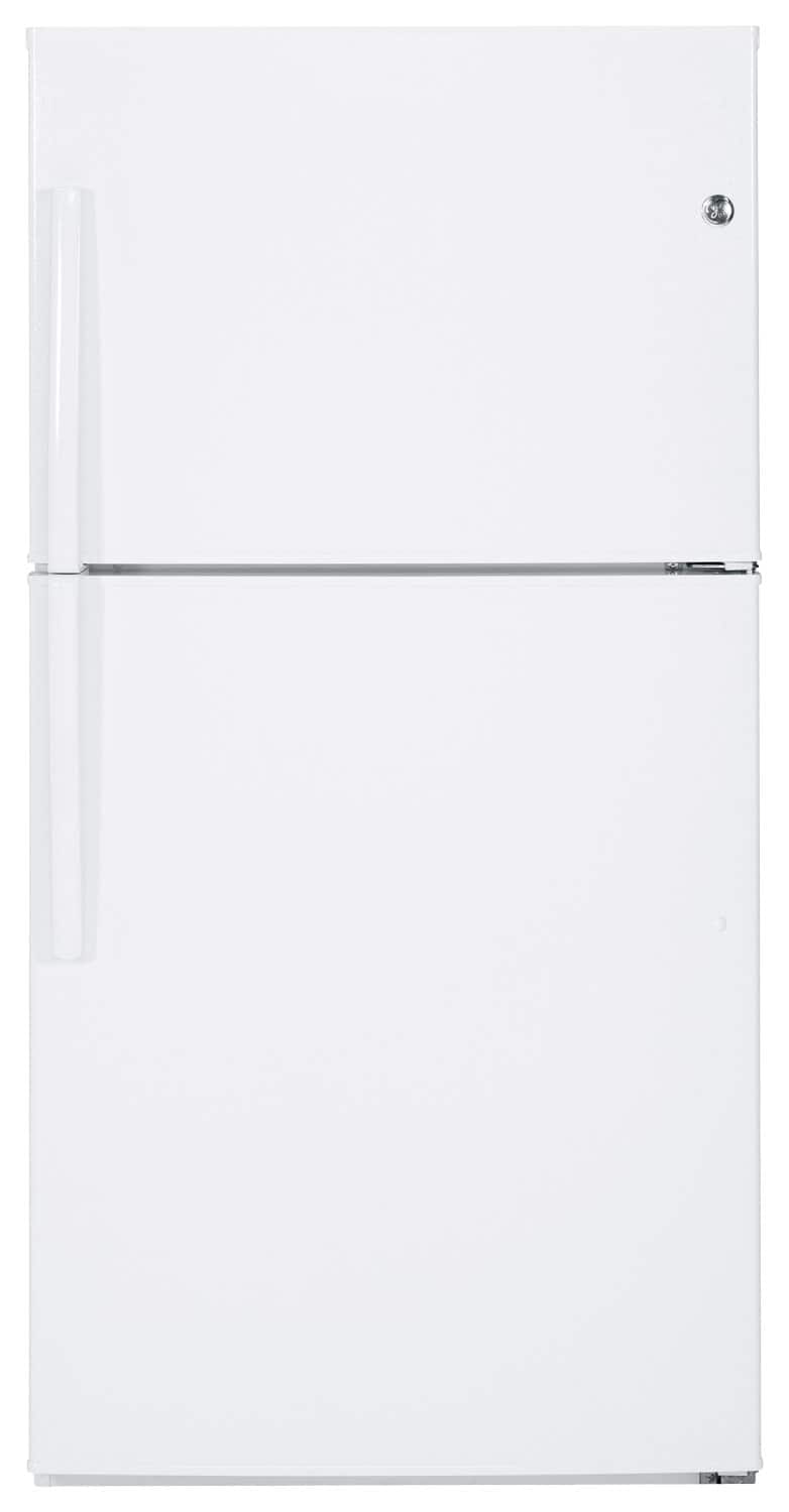 GE - 21.2 Cu. Ft. Top-Freezer Refrigerator - White - Front_Standard