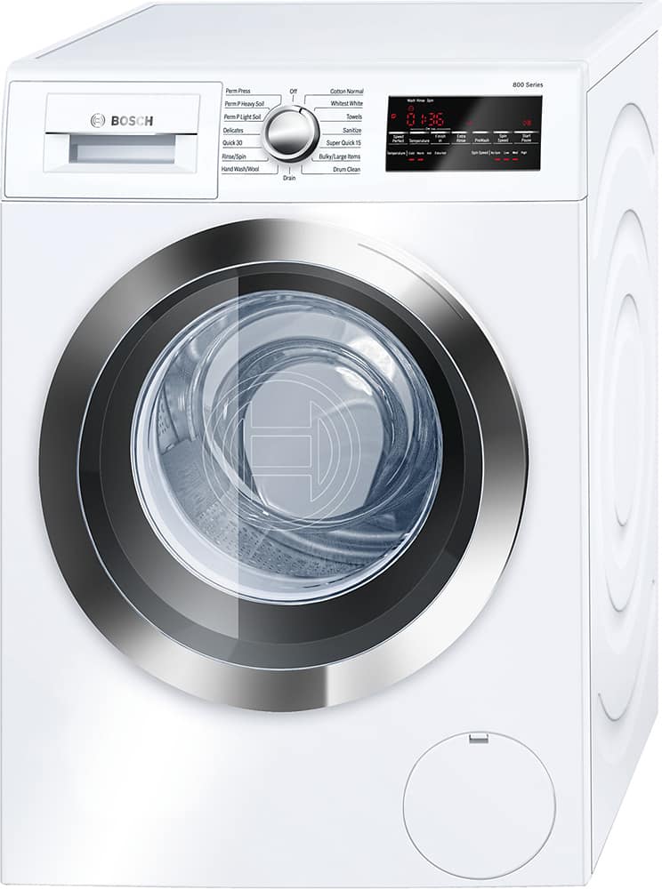 Bosch - 2.2 Cu. Ft. 15-Cycle High-Efficiency Compact Front-Loading Washer - White/Chrome - Front_Zoom